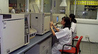 Technician in a control laboratory
